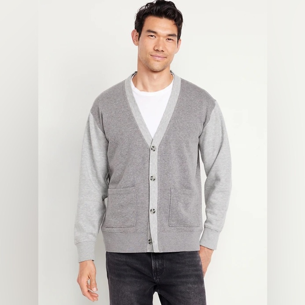 Old Navy Men's Two-Tone Gray Cardigan Sweater